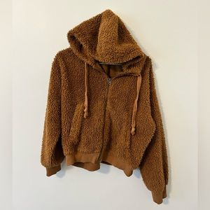 American Eagle brown sherpa zip up jacket